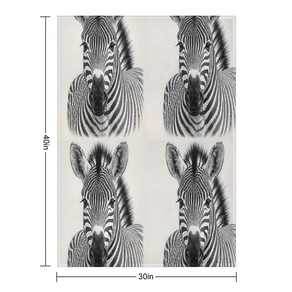 Realistic Black And White Zebra Portrait All-season Throw Blanket