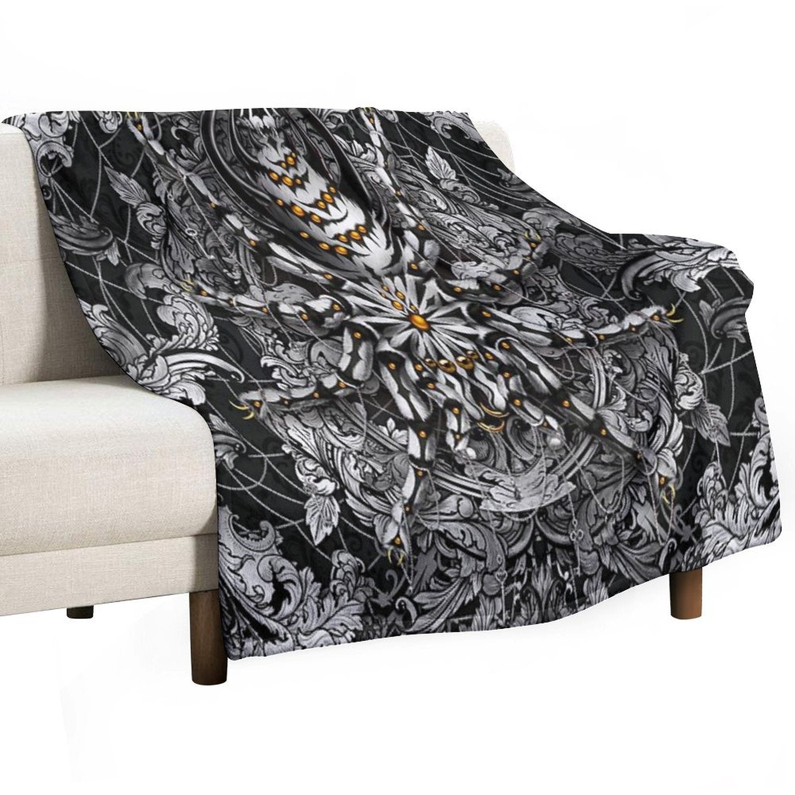 Spider Silver Black Eco-conscious Throw Blanket