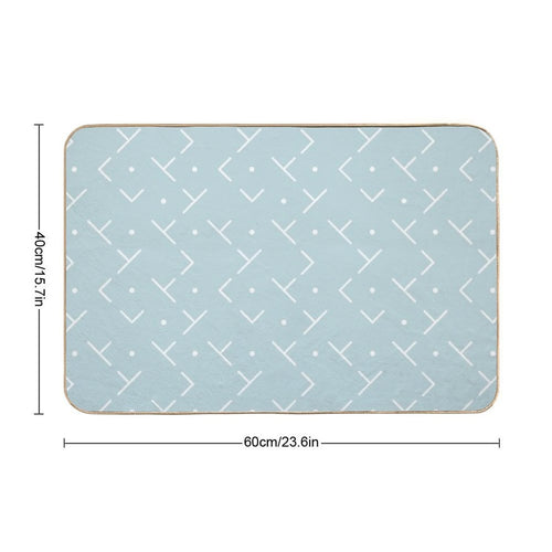 Baby Blue And White Geometrical Pattern with Gentle Forms. Calm Light Blue Trending Pattern in Minimalistic Style.  High-Traffic Bath Mat