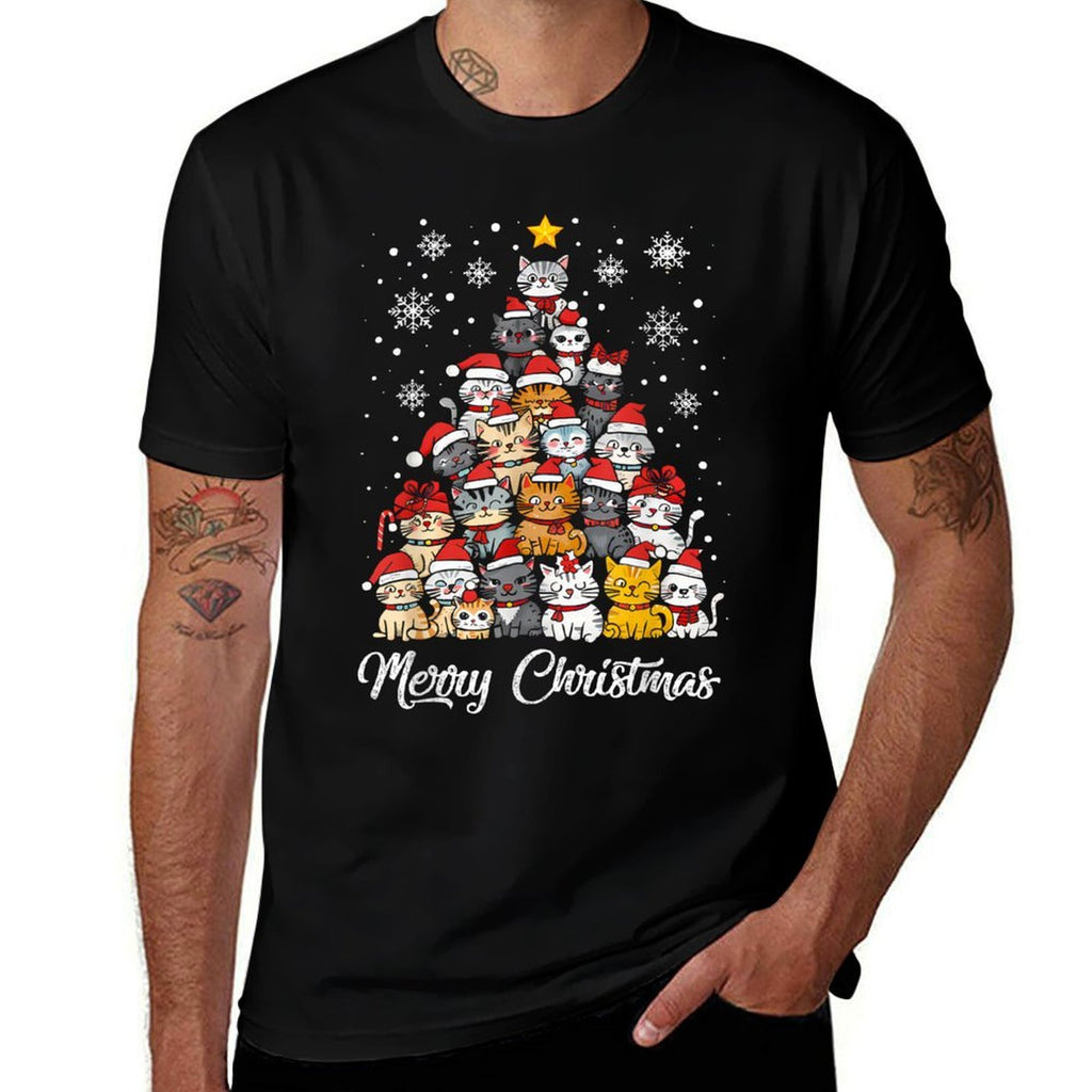 Meowy Catmas Cat Christmas Tree Xmas Girls Boys Funny Santa  Eco-friendly Material T-Shirt
