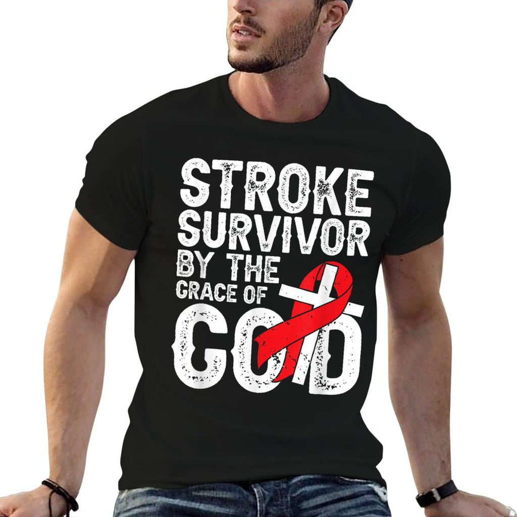 Stroke Survivor by The Grace of God - Stroke Survivor  Rolled Sleeves T-Shirt