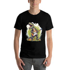 Funny T Rex Dinosaurs with Cool Electric Guitar  Moisture-wicking T-Shirt