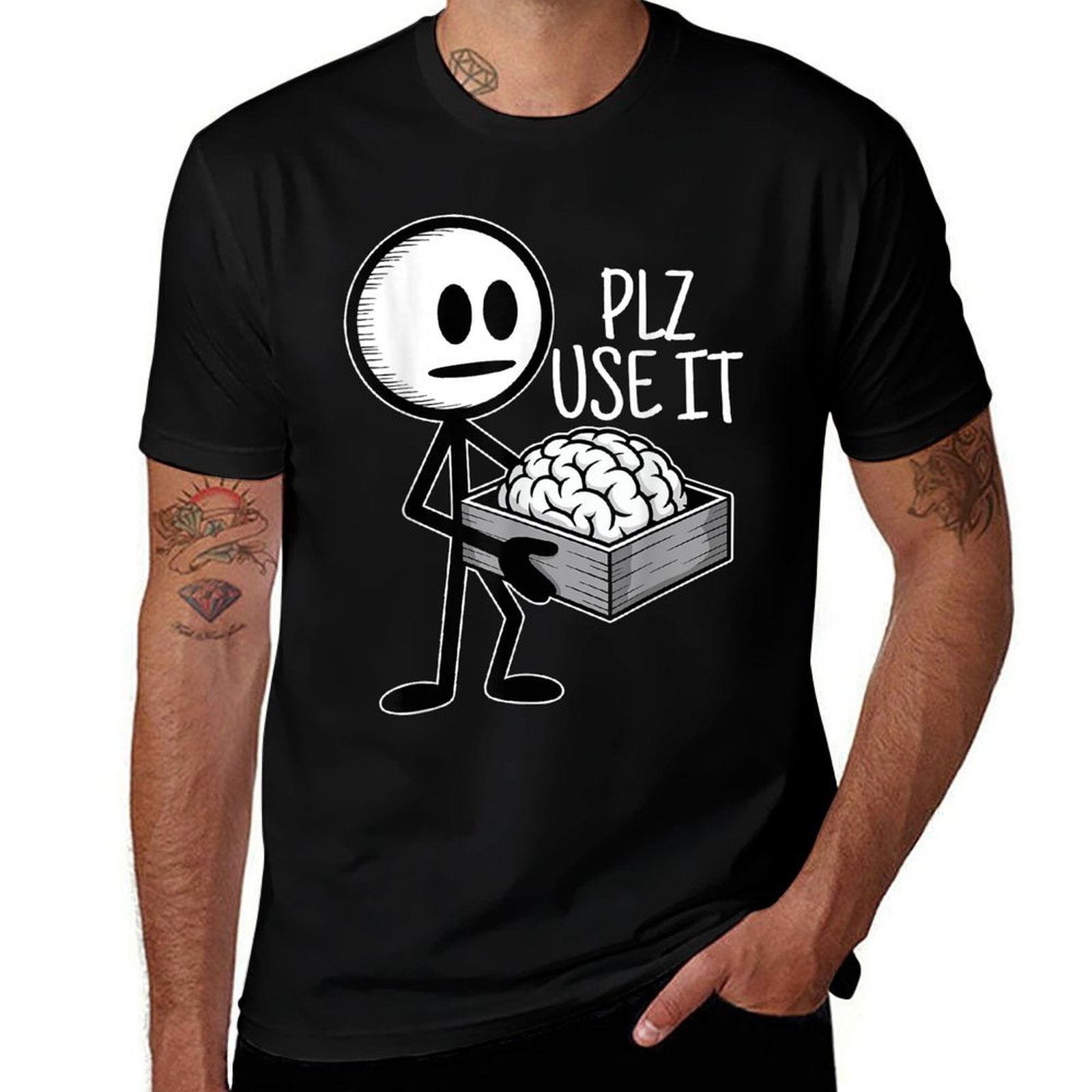 Plz Use It Funny Humor Sarcastic Please Use Your Brain  Vintage-inspired T-Shirt