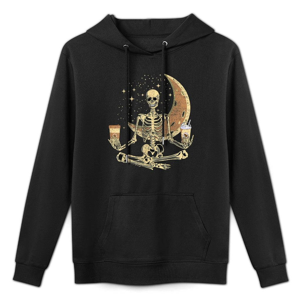 Funny Skeleton Doing Yoga And Drinking Coffee For Halloween Pilling-Resistant Hoodie