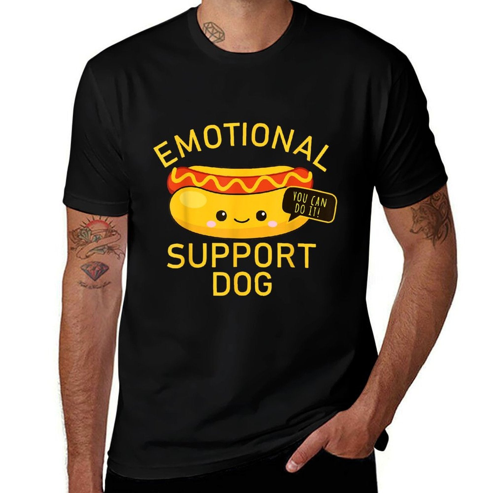 Funny Emotional Support Dog Hot Dog Kawai 4th of July  Versatile T-Shirt