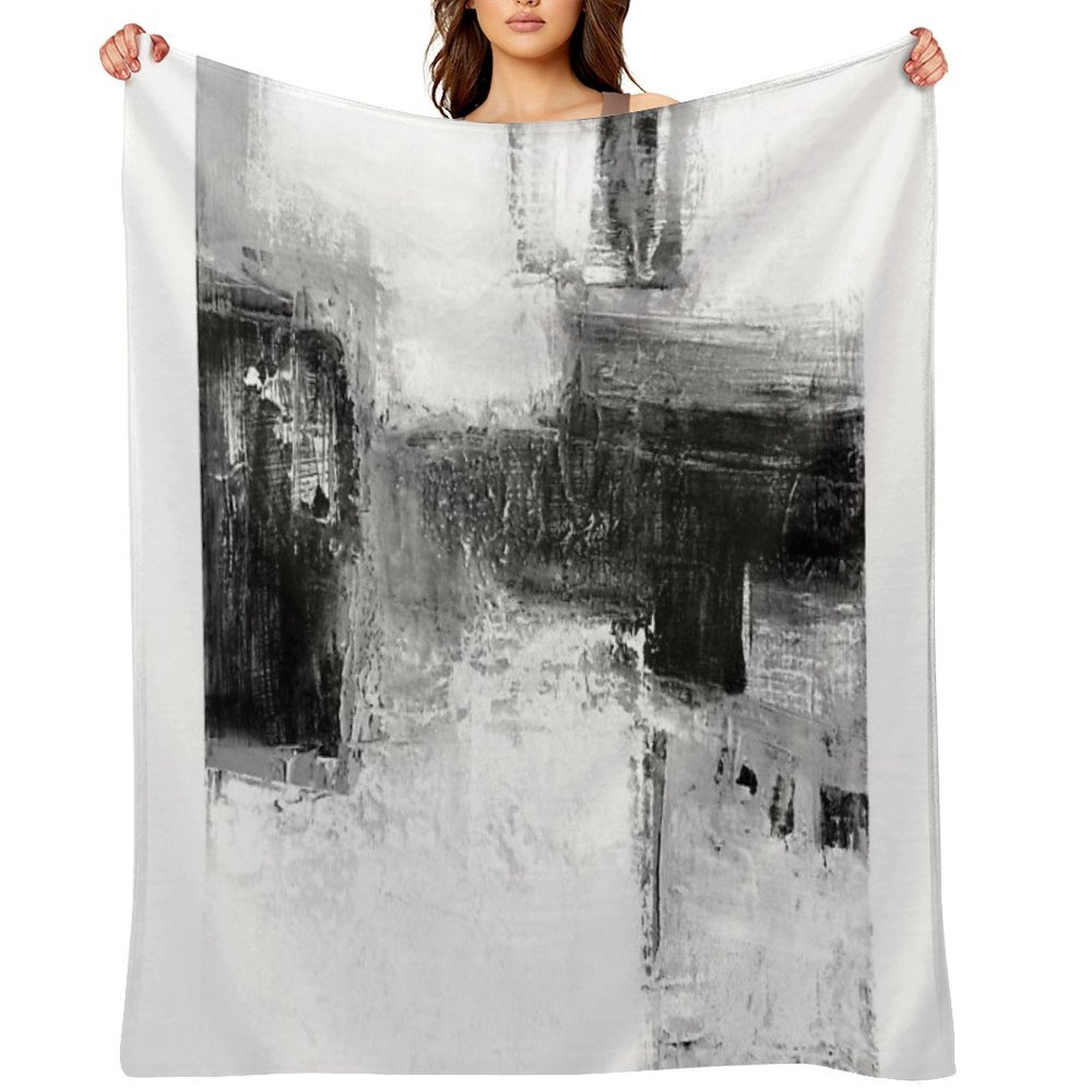 Black White Abstract Sustainable Throw Blanket