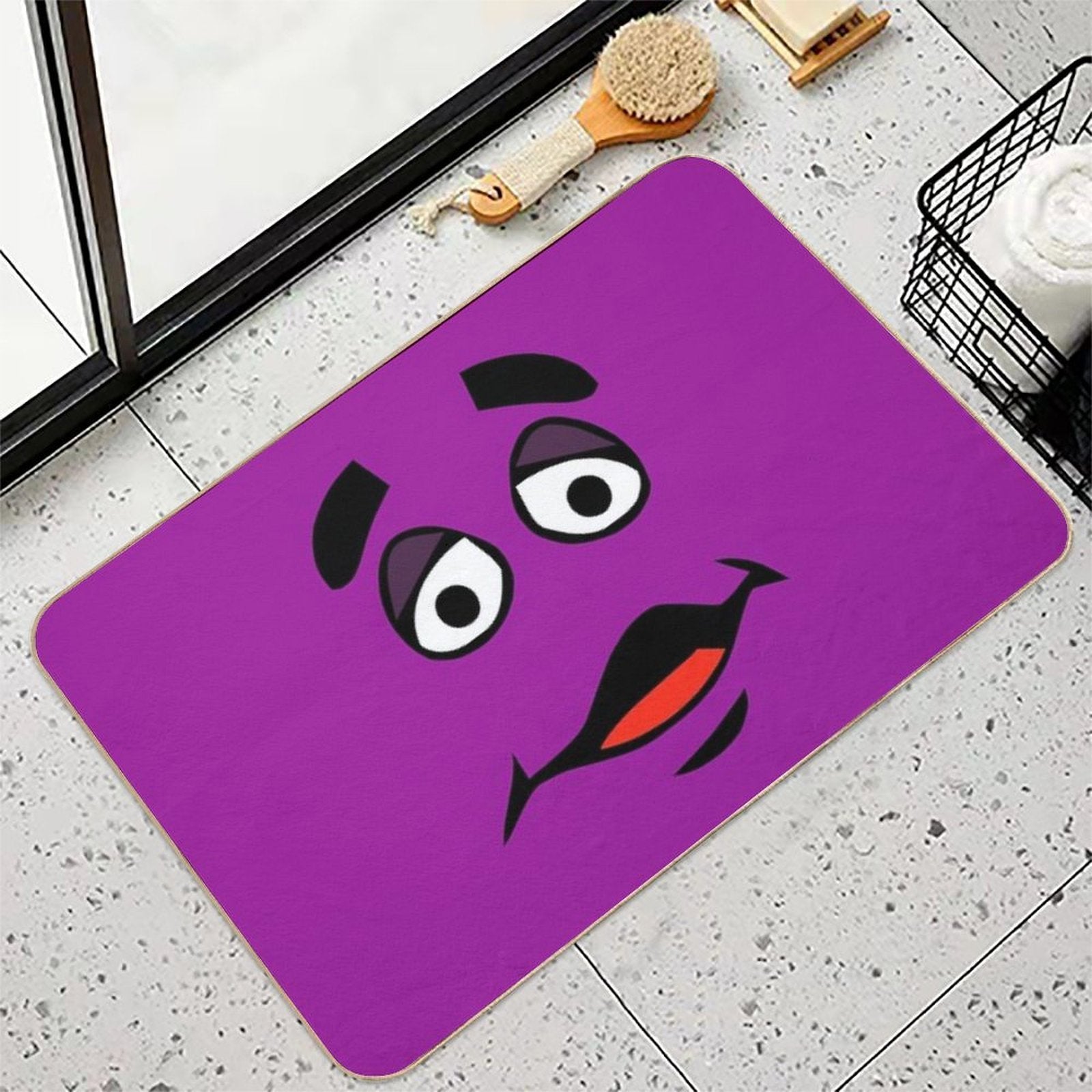 Grimace Cartoon Design - Transparent Background  Long-Lasting Bath Mat