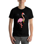 Cute Pink Flamingo with Snow, Lights And Santa Hat Christmas  Oversized Silhouette T-Shirt