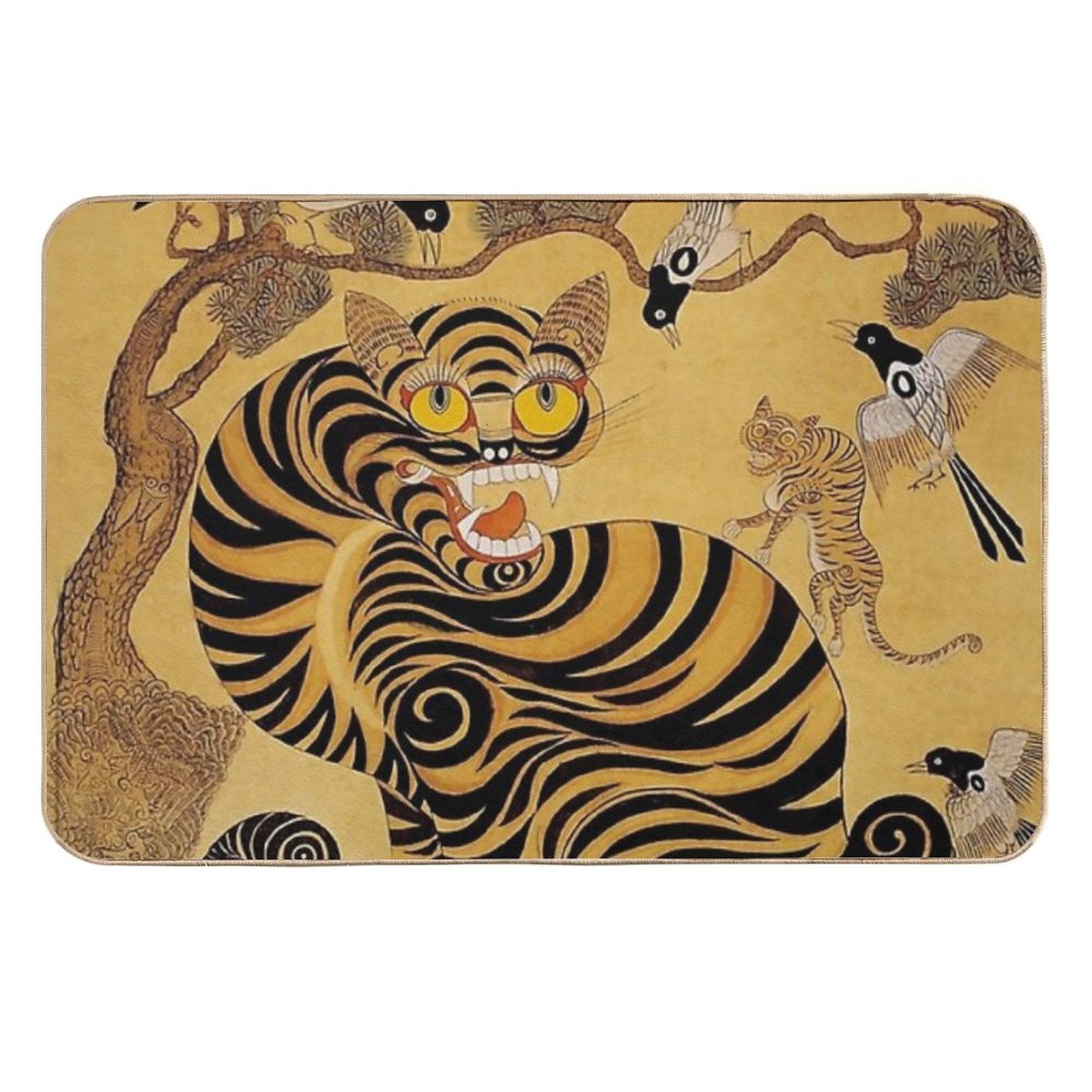 Traditional Korean Minhwa Tiger  Slip-Resistant Bath Mat