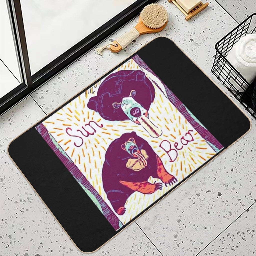 Black And Tan Sun Bear Felt Work  Pet-Safe Bath Mat