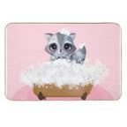 Cute Baby Raccoon in A Bathtub, Girls Bathroom Print, Baby Animals in Tub, Whimsy Animal, Kids Bathroom Art  Non-Slip Bath Mat