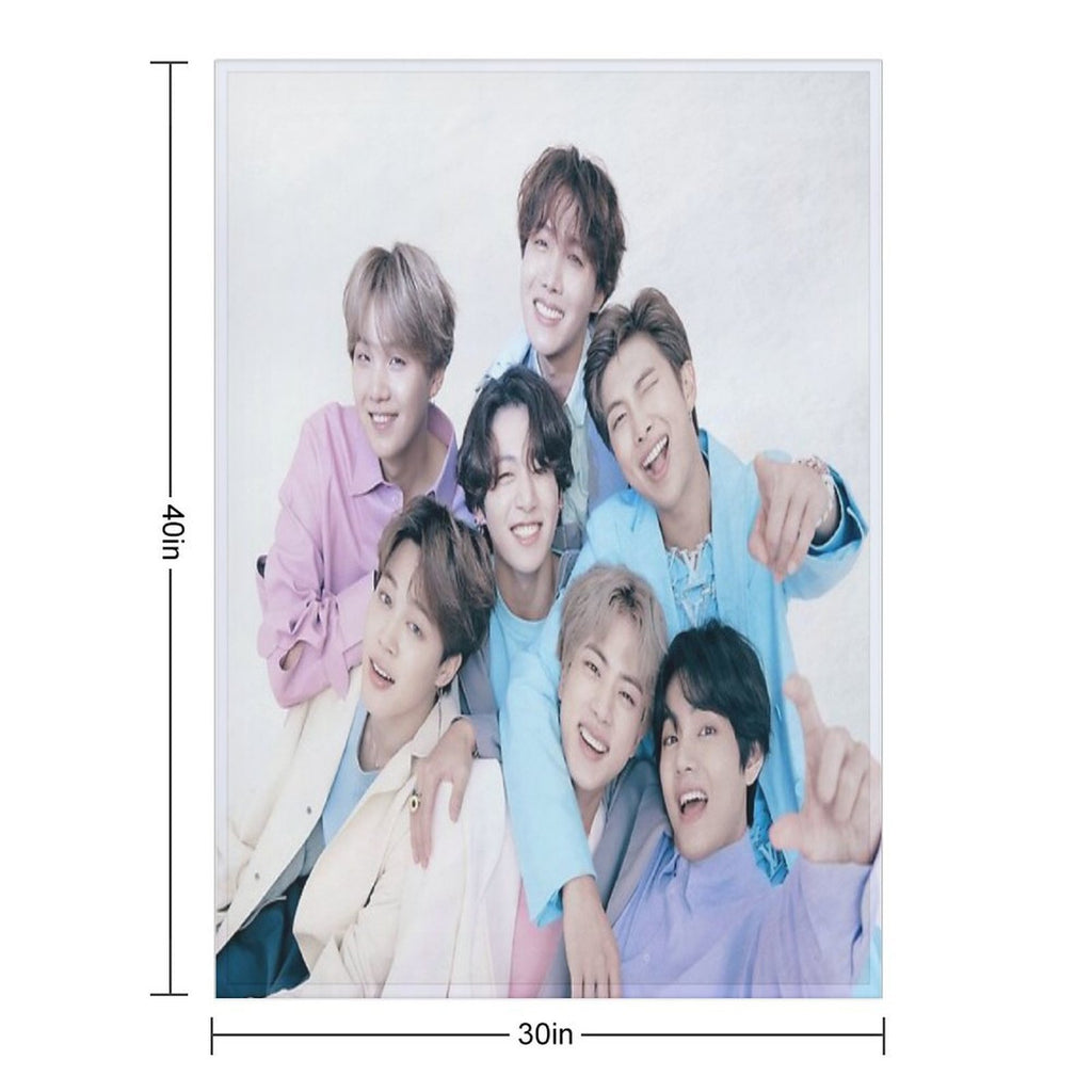 Bts Group Photo Wrinkle-free Throw Blanket