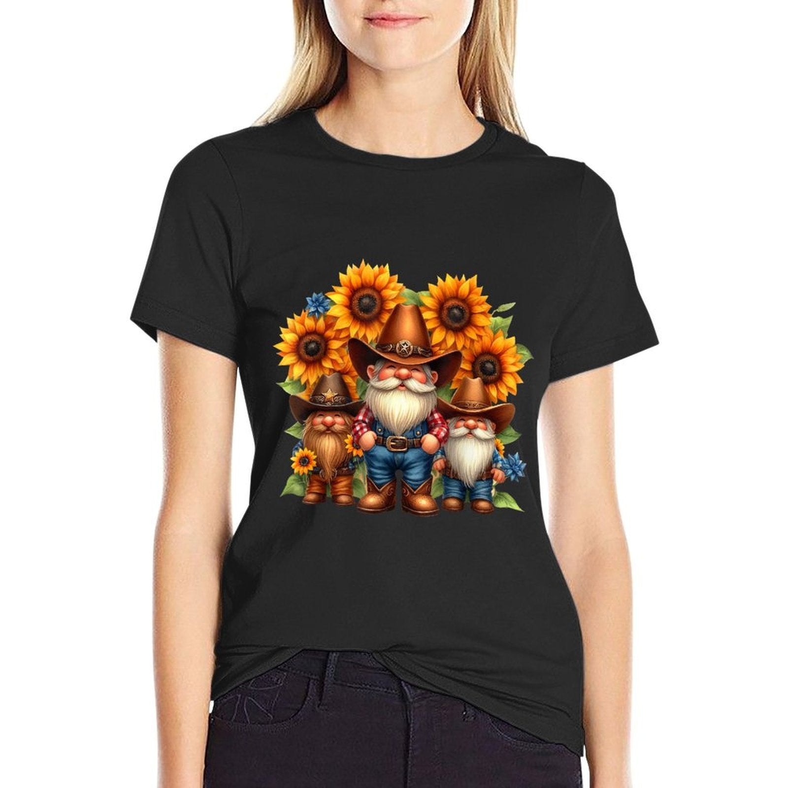 Western Cowboy Gnomes With Sunflowers  Soft T-Shirt