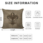 Vintage Fleur-de-lis Sepia Soft Reinforced Edging Throw Pillow