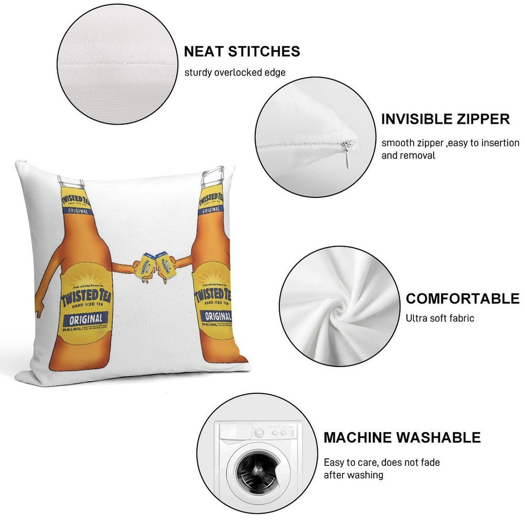 Twisted Tea Cheers Soft Shrink-Resistant Throw Pillow