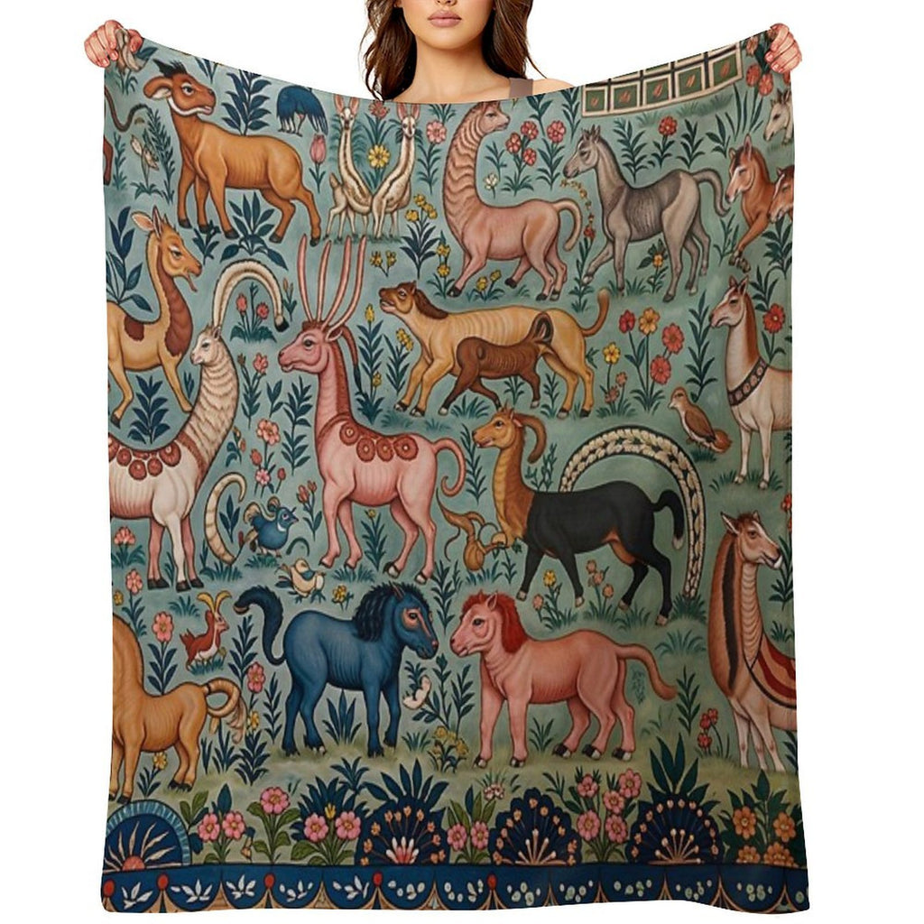 Whimsical Beastly Animals Wrinkle-free Throw Blanket