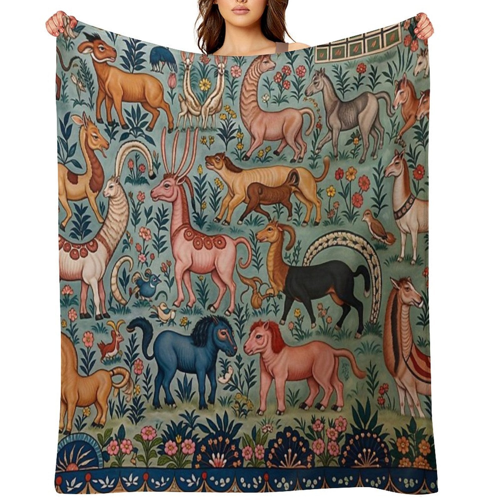 Whimsical Beastly Animals Wrinkle-free Throw Blanket