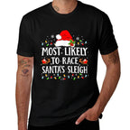 Most Likely To Race Santas Sleigh Christmas Family Matching  Soft T-Shirt