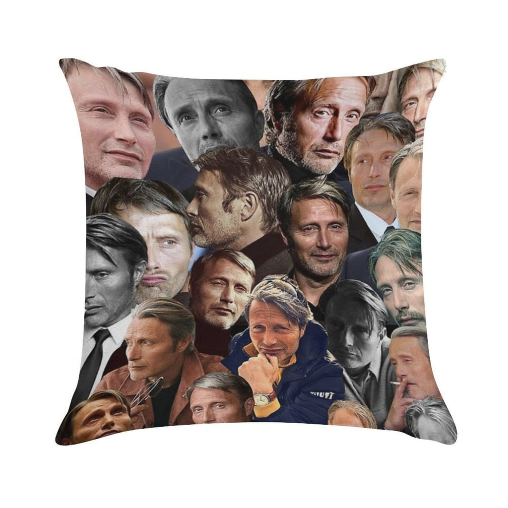 Mads Mikkelsen Photo Collage Soft Easy Maintenance Throw Pillow