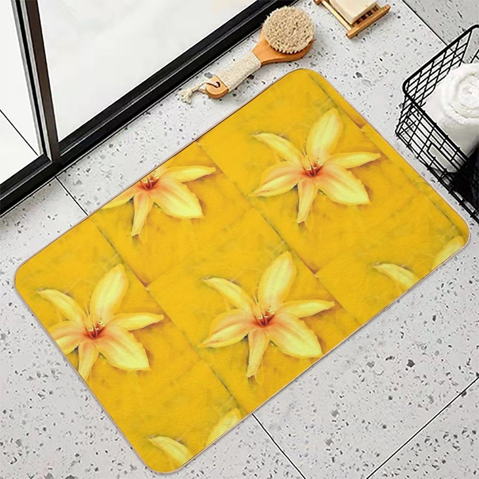Star Yellow Lilly  Slip-Resistant Bath Mat