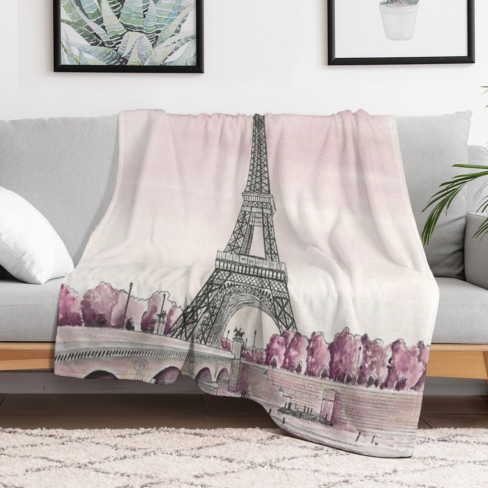 Pink Paris Eco-conscious Throw Blanket