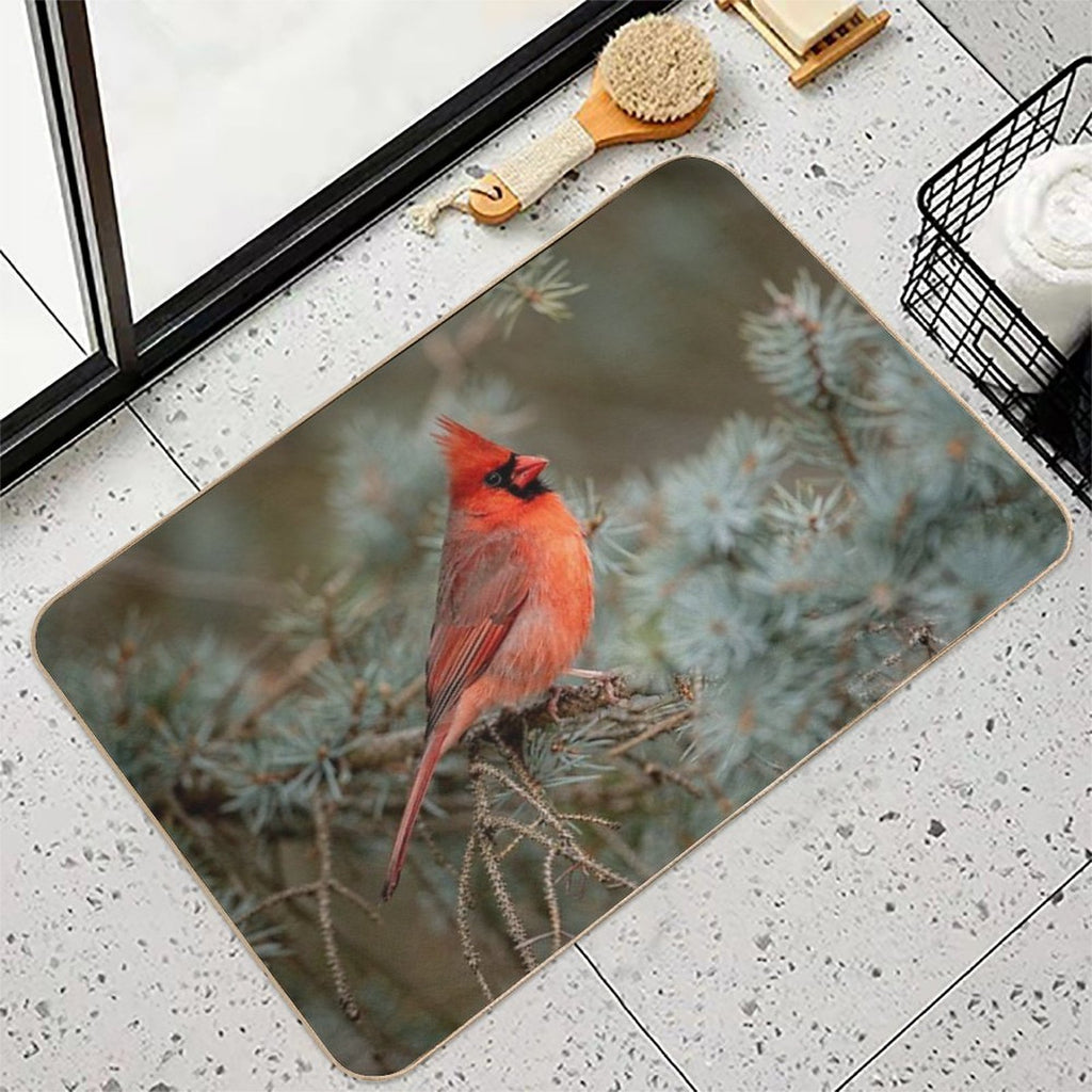 Male Northern Cardinal  Anti-Trip Bath Mat
