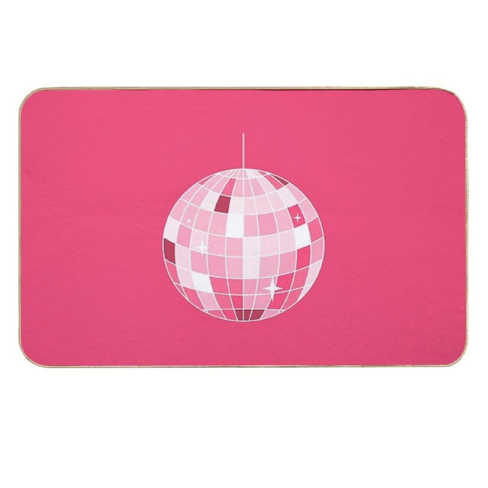 Hot Pink Disco Ball. Mirrorball  Repositionable Bath Mat