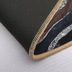 Navy Blue Brown Marble Agate Silver Glam #1 (Photo of Glitter Only - Not Reflective)  Pet-Safe Bath Mat