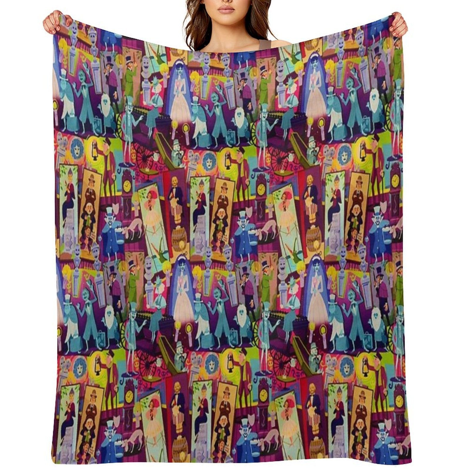 Retro Mansion Collage Multi-functional Throw Blanket