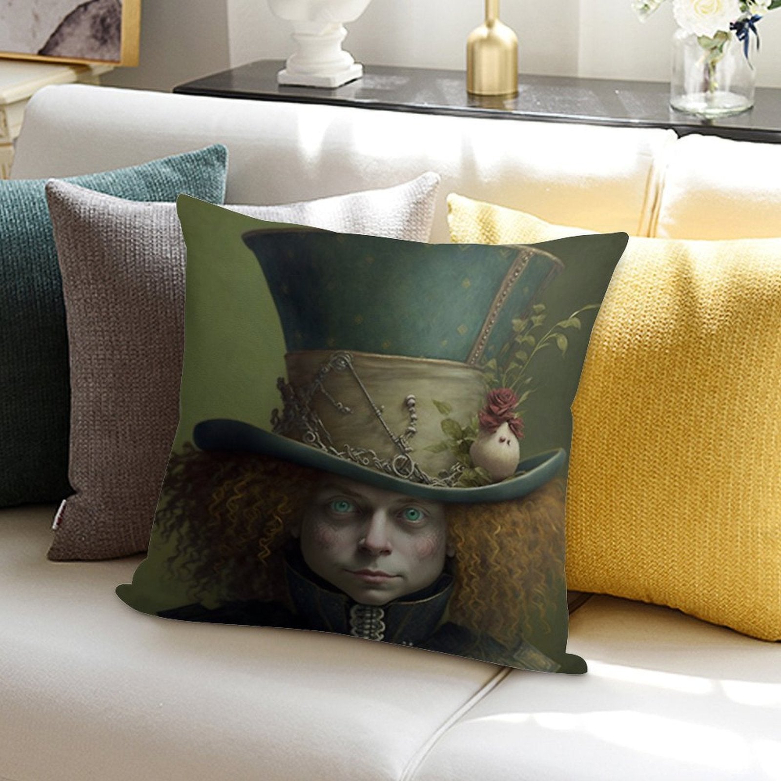 The Mad Hatter - Alice in Wonderland Collection Soft Ultra-Soft Texture Throw Pillow
