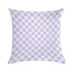 White And Pale Lavender Violet Checkerboard Soft Shrink-Resistant Throw Pillow