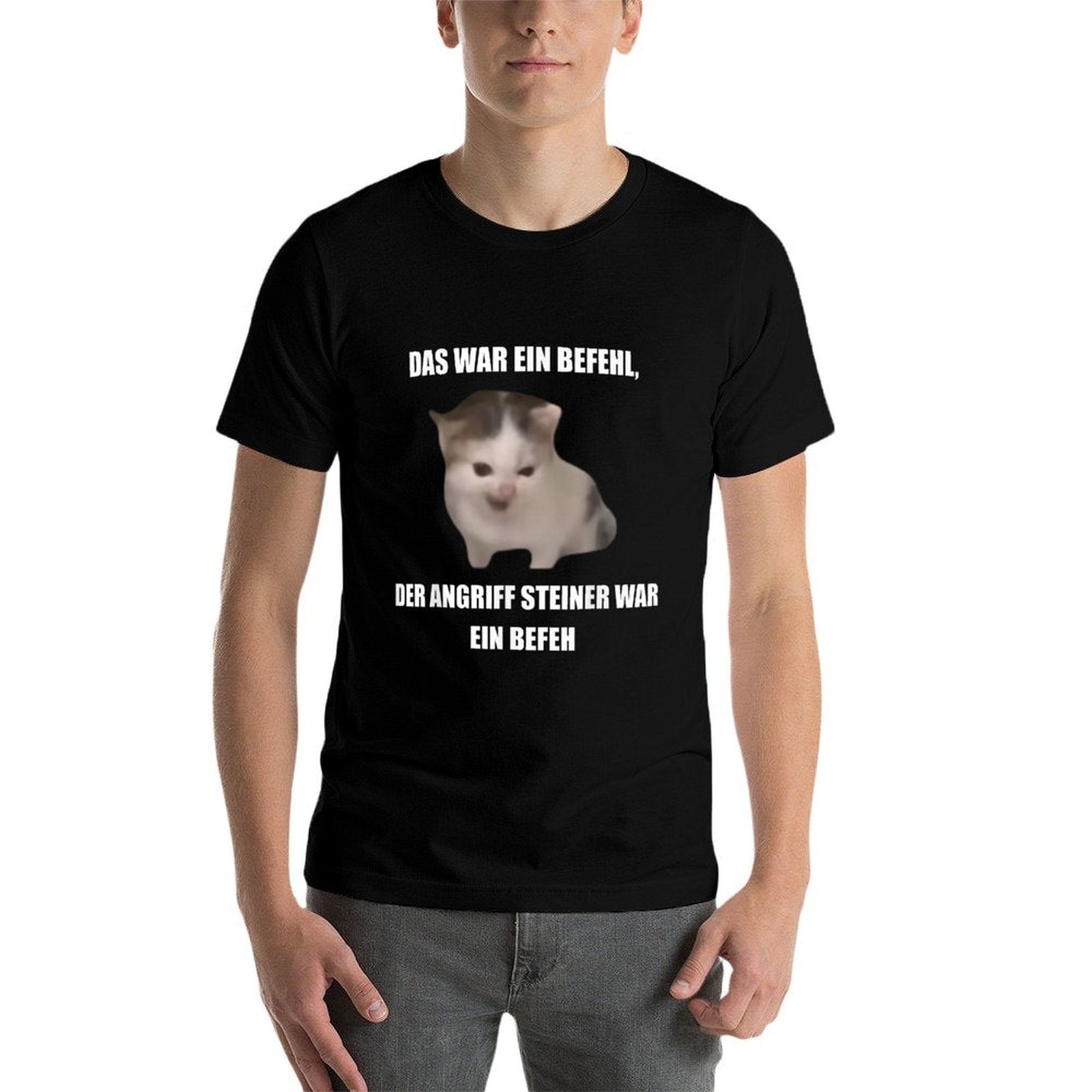 German Cat Orders Steiner- Das War Ein Befehl Funny Meme  Heathered Texture T-Shirt