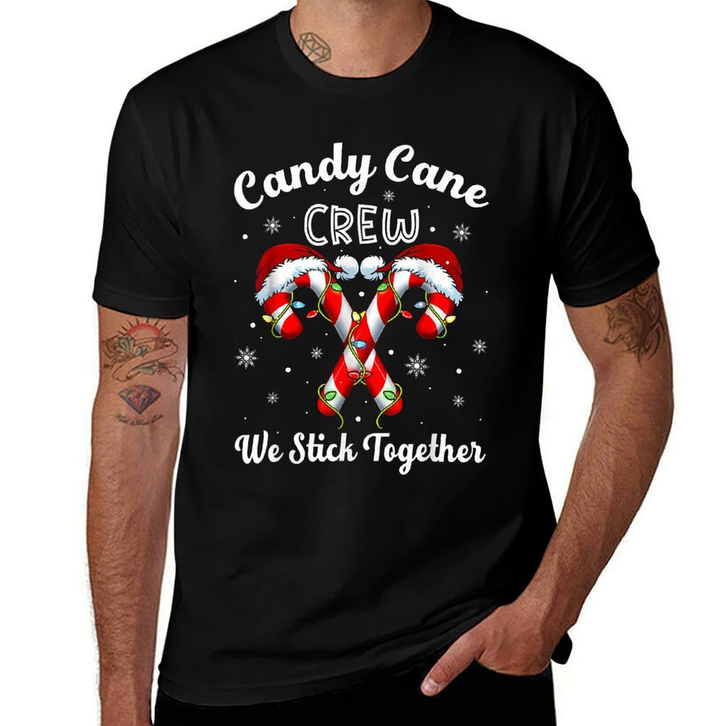 Christmas Candy Cane Heart Holiday Family Matching Pajama  Stretchy T-Shirt
