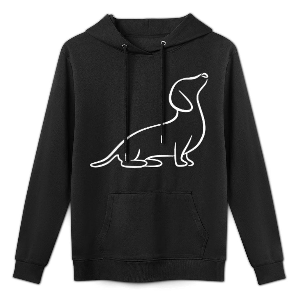 Dachshund Line Art Cute Doxie Wiener Dog for Woman Kids Cotton-Polyester Blend Hoodie