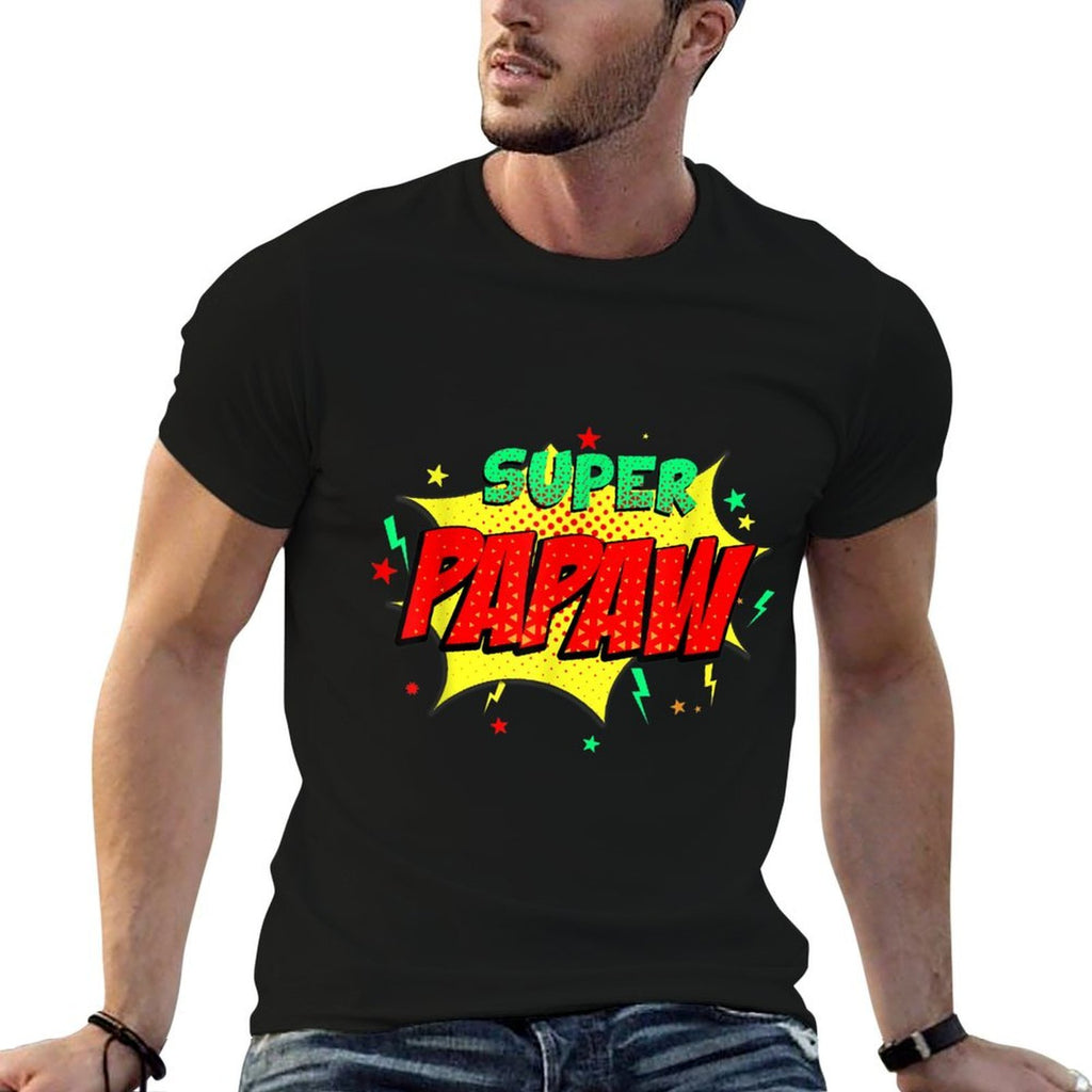 Super Papaw Comic Themed Style Superhero Fathers Day  Slim-fit Cut T-Shirt
