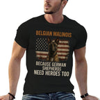 Funny Belgian Malinois American Patriotic Dog 4th July for Men Women Kids  Polyester Blend T-Shirt