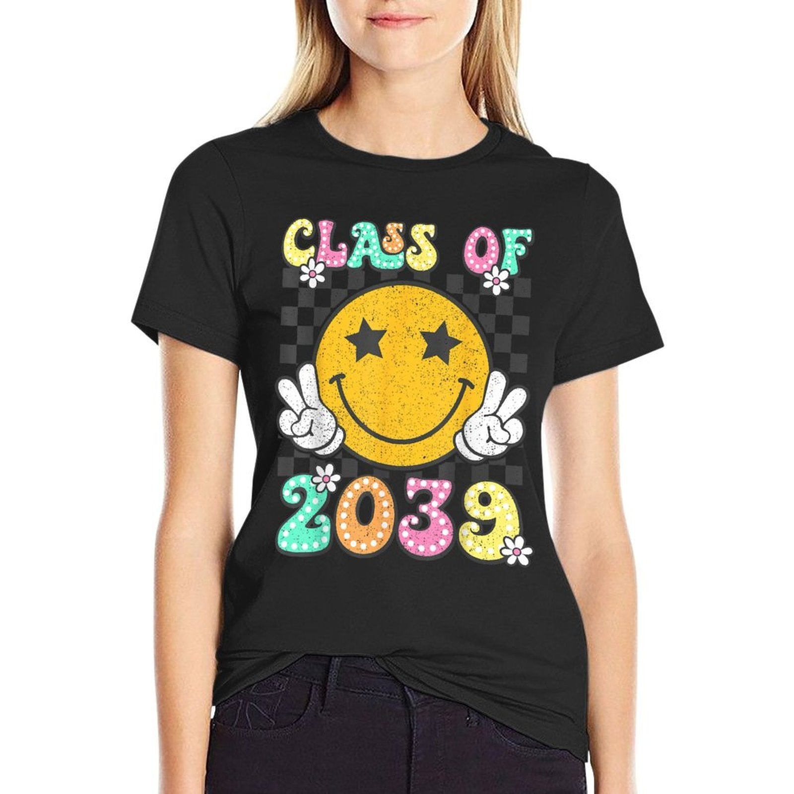 Class of 2039 Grow with Me Retro Kindergarten to Graduation  Tagless Design T-Shirt