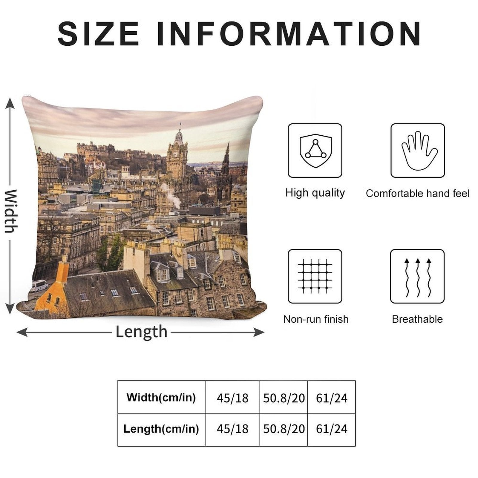 Edinburgh Morning Soft Easy Maintenance Throw Pillow