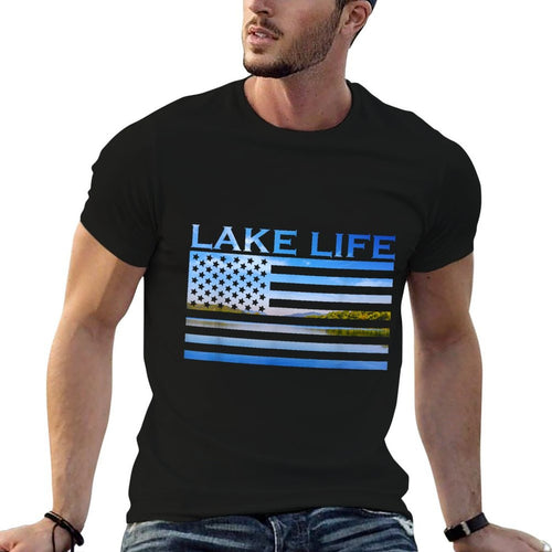 American Patriot Fishing At The Lake This Is Lake Life  Tagless Design T-Shirt