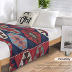 Southwestern Diamond  19th Century Colorful Ornate Accent Pattern Multi-functional Throw Blanket