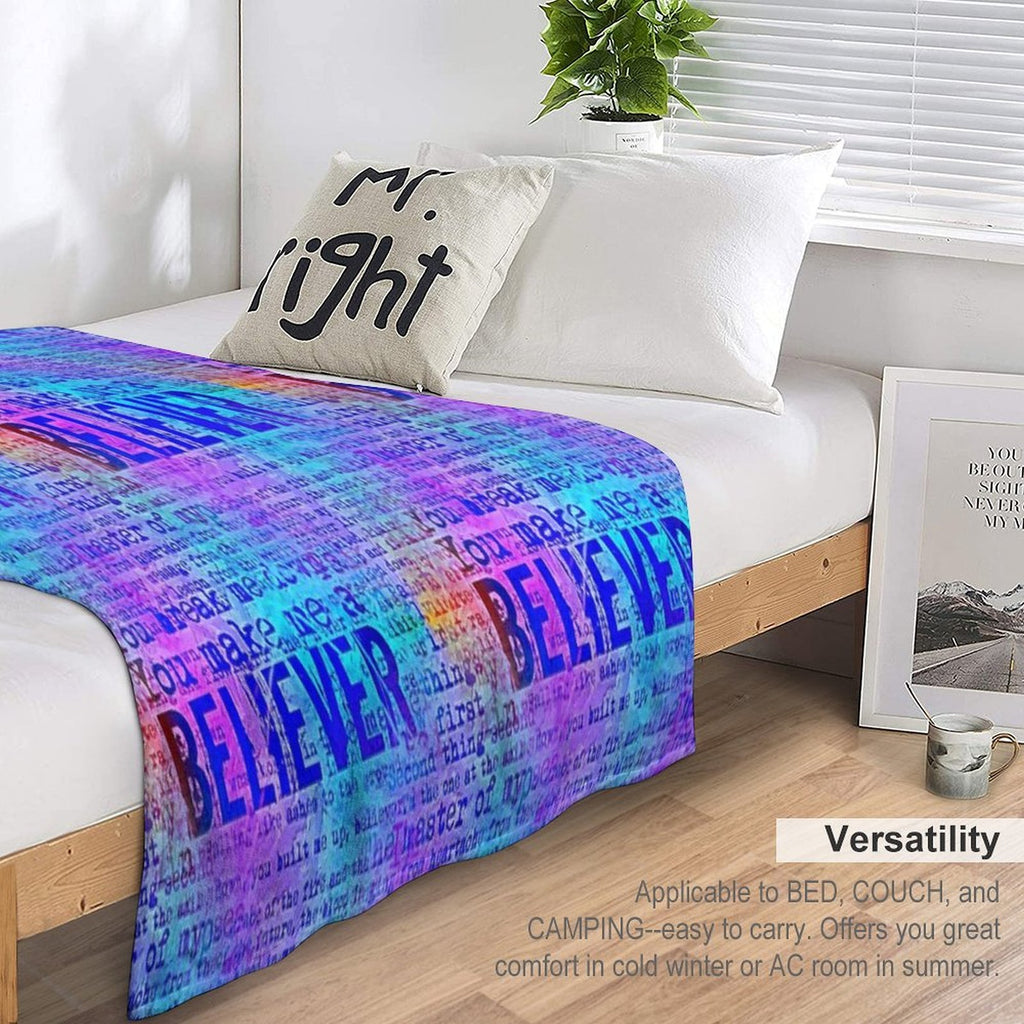 Believer -  Neon Rainbow Versatility Throw Blanket