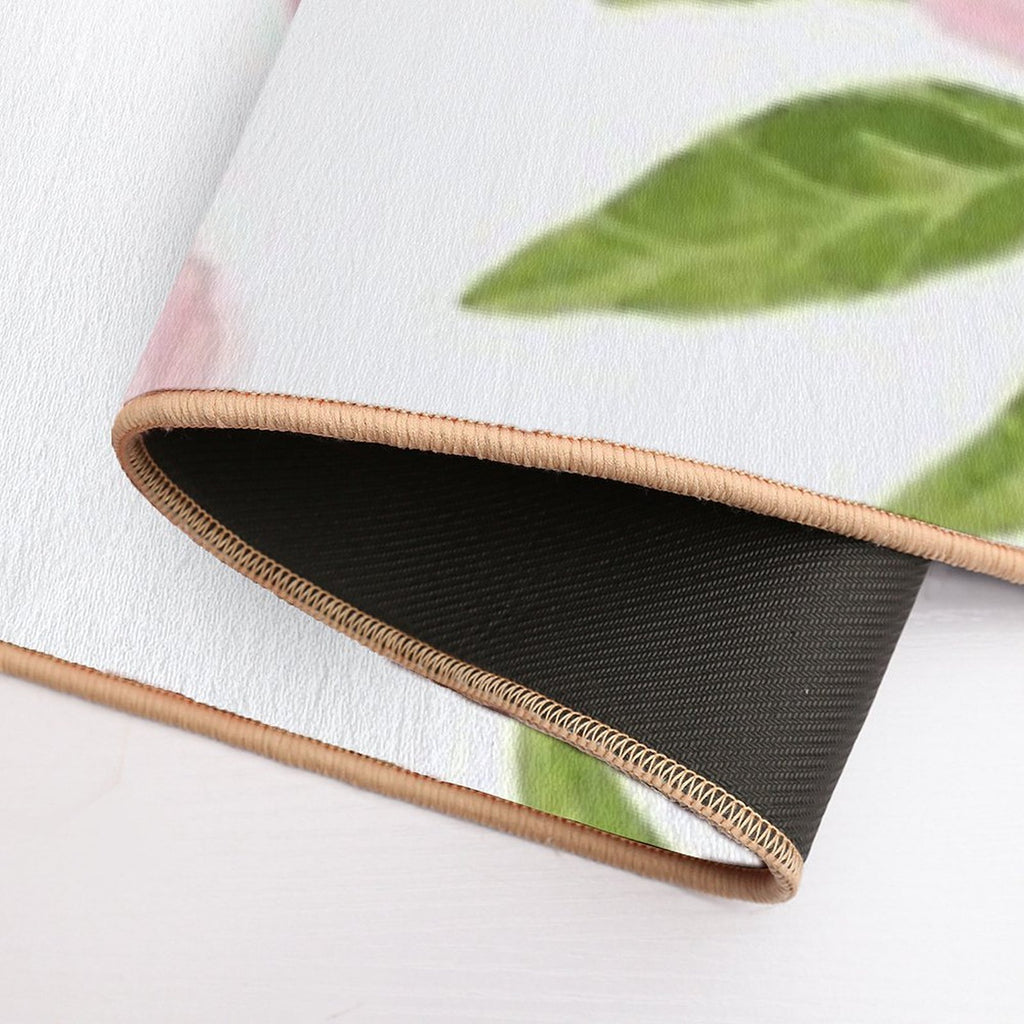 Beautiful Seamless Floral Flowers on White Background. Spring  Easy Maintenance Bath Mat