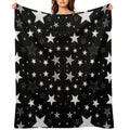 Black White Stars Wrinkle-free Throw Blanket