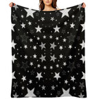 Black White Stars Wrinkle-free Throw Blanket