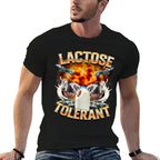 Funny Lactose Retro Pro-Dairy Apparel Unisex-Adults Black Small Crew Neck Cotton, Polyester  Odor-resistant T-Shirt