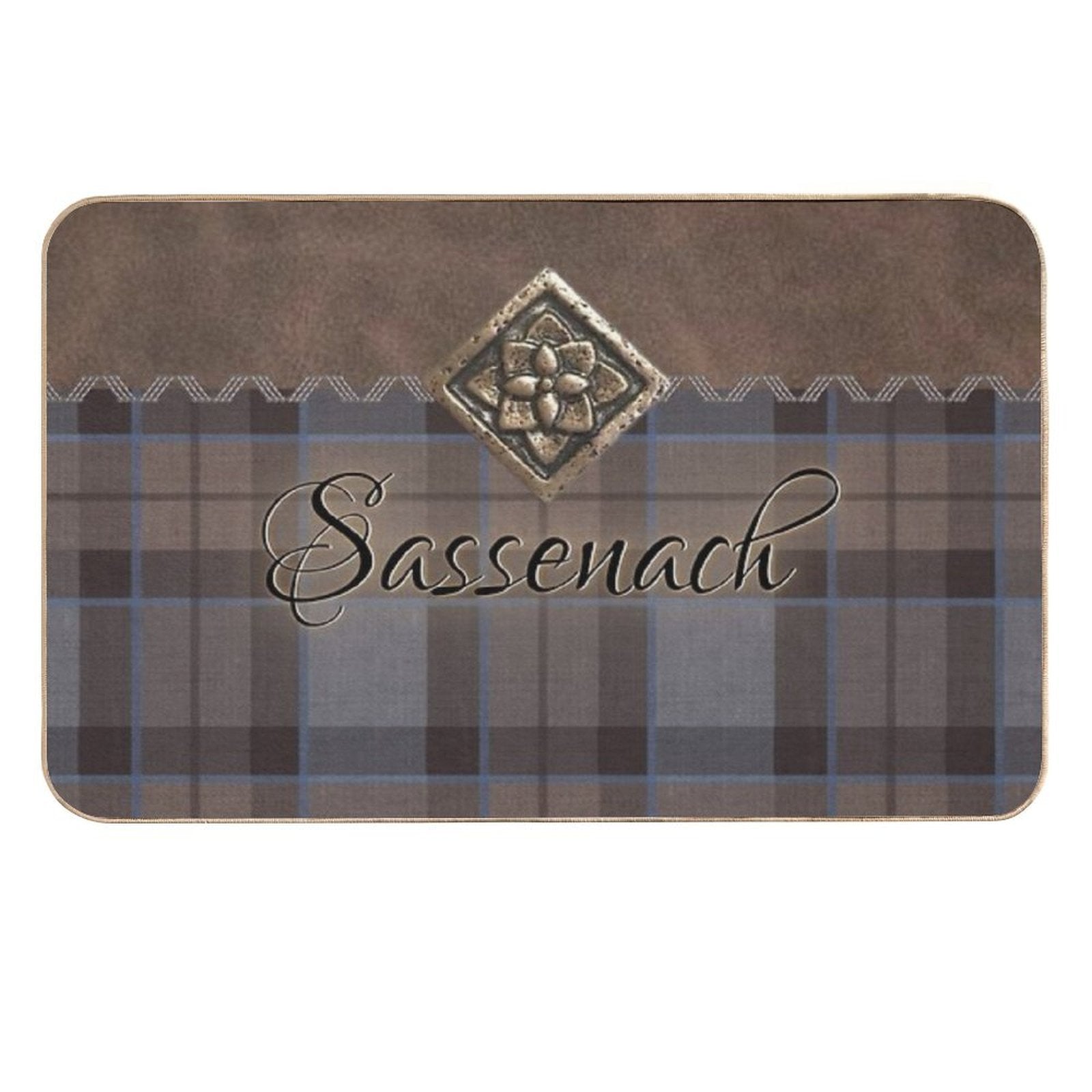 Outlander - Leather And Tartan with Metal Flower Accent  Rapid-Drying Bath Mat