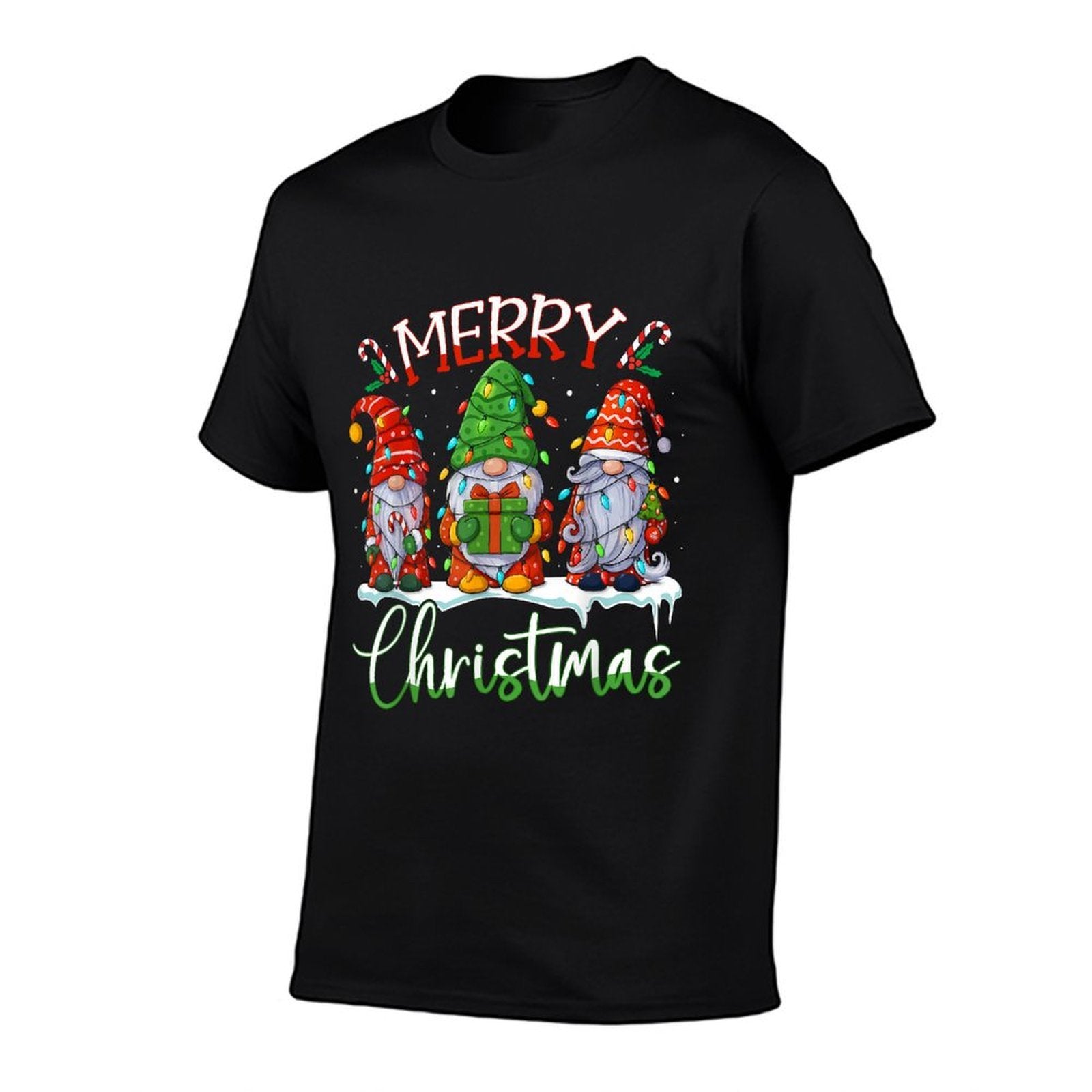 Cute Gnomes Merry Christmas Light Family Gnome Xmas Matching  Fade-proof Color T-Shirt