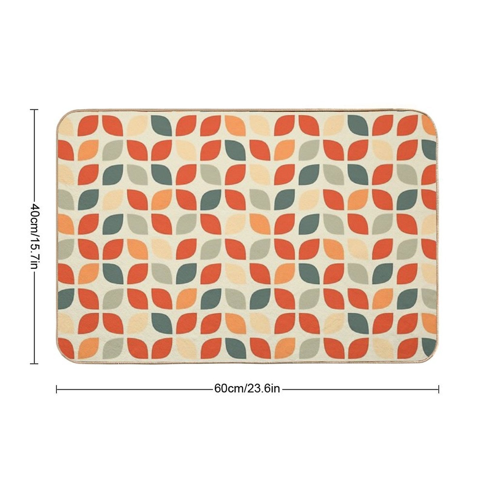 Mid Century Modern Tulip Pattern Red Blue  Pet-Safe Bath Mat