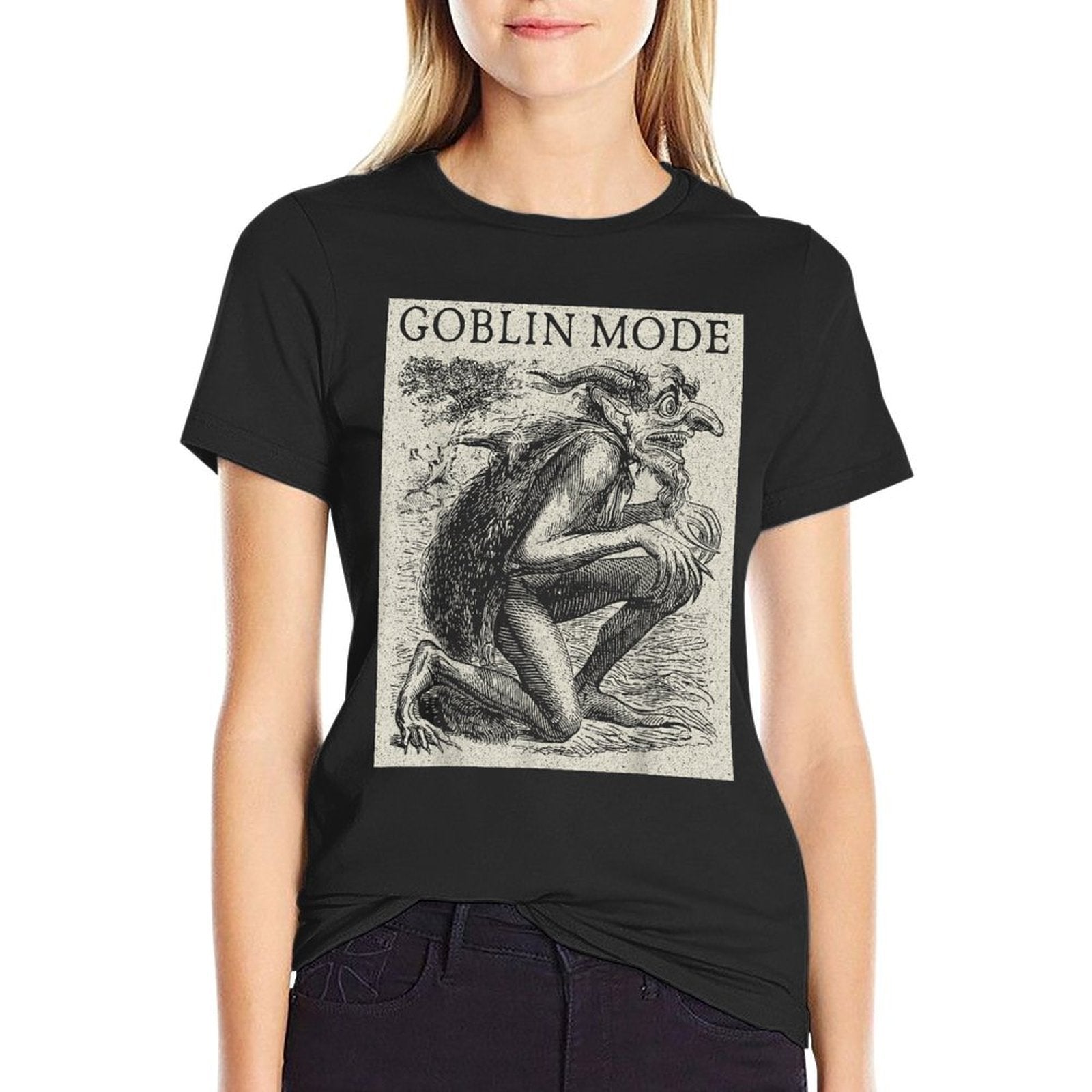 Goblin Mode Goblincore Vintage Aesthetic Funny Off Day Trend  Oversized Silhouette T-Shirt