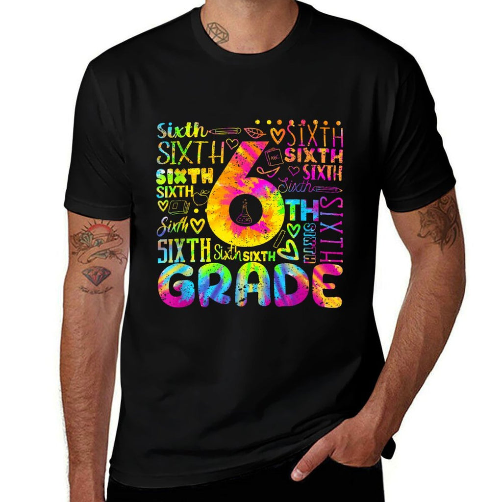 Tie Dye 6th Grade Typography Team Sixth Grade Teacher for Men Women Kids  Lightweight T-Shirt